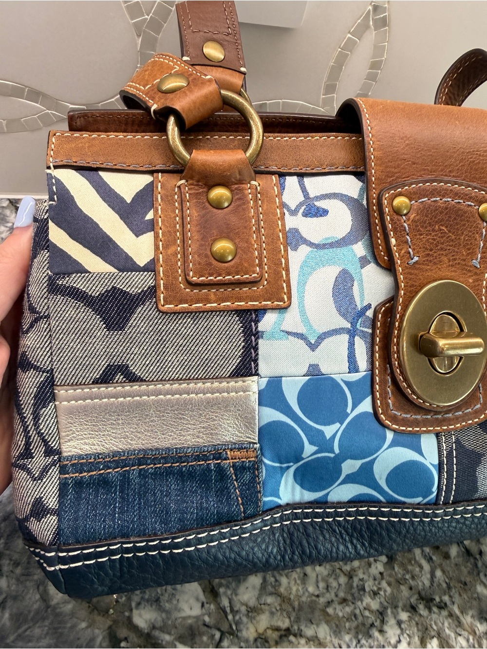 Vintage Coach Denim Patchwork Signature Y2K - Picture 3 of 16